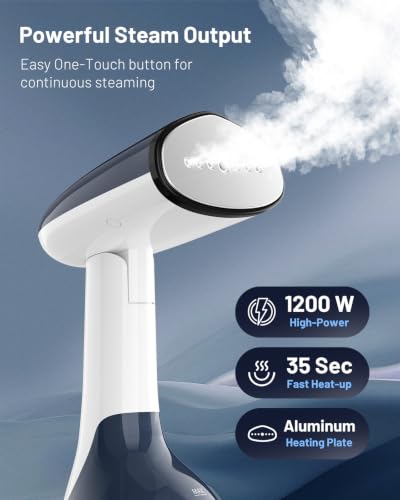 BEAUTURAL Handheld Garment Steamer for Clothes - 1200W Portable Wrinkle Remover