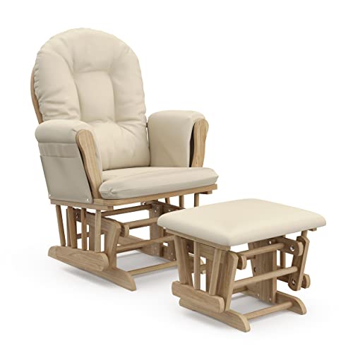 Nursery Glider Rocking Chair and Ottoman Set with Storage Pockets