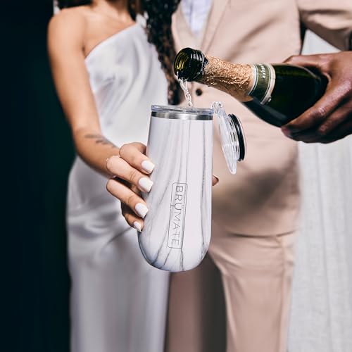 BrüMate 12oz Champagne Flute with Flip-Top Lid - Guava, Insulated Stainless Steel