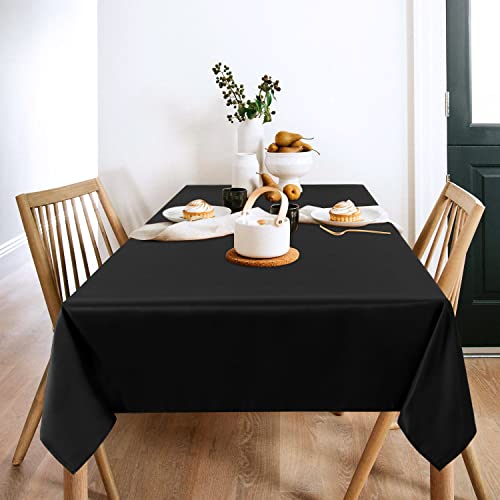 Black Rectangle Tablecloth 60x102 Inch (2 Pack) - Polyester Cover for 6ft Tables