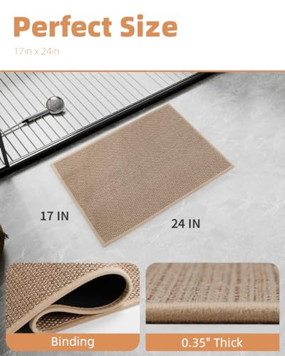 PADOOR Non-Slip Braided Bath Mat, Absorbent Thin Rug 17x24 Beige