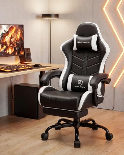 Ergonomic Gaming Chair with Footrest, Reclining Computer Chair for Office