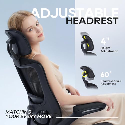 Ergonomic Office Chair with Adjustable Lumbar Support and Flip-Up Armrests