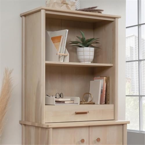 2-Shelf Library Hutch with Drawer in Natural Maple Finish