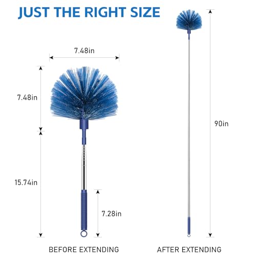 Cobweb Duster with 90-Inch Extension Pole for High Ceilings & Fans