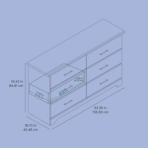 6-Drawer Wood Bedroom Dresser, Modern Nursery Storage Chest with Safety System