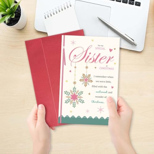 Sister Merry Christmas Card - Sister Edition with Red Envelope (8x5.3in) by hvdler