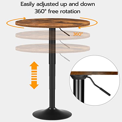 Height-Adjustable Round Pub Table, Modern Small Space Bar Table