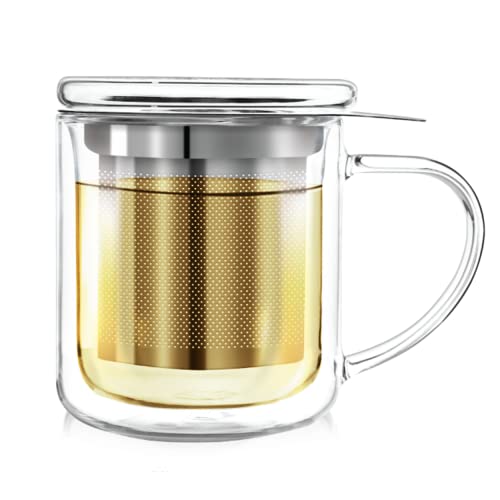 Teabloom Insulated Glass Tea Mug with Infuser & Lid - 8oz