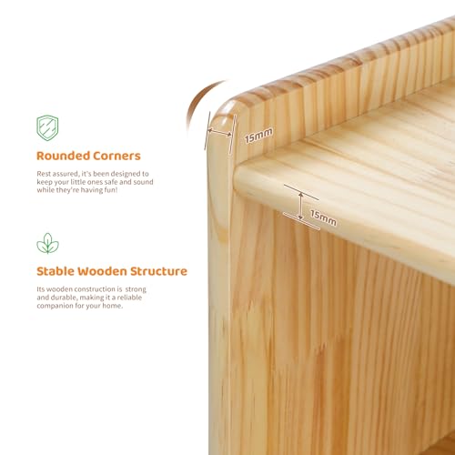 2-Tier Wooden Montessori Toy Shelf and Kids Bookshelf Organizer