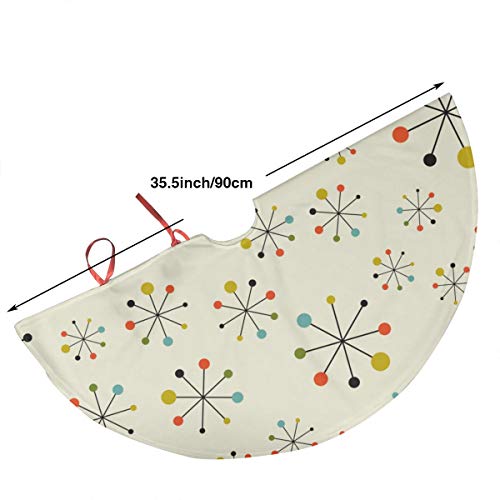 Retro Modern Christmas Tree Skirt 35.5 Inch White Holiday Decor