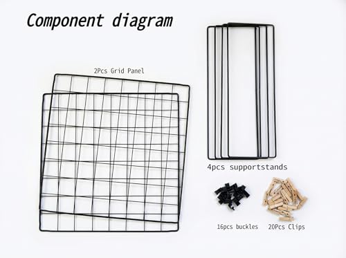 Double-Sided Foldable Metal Photo Display Board with 20 Wooden Clips