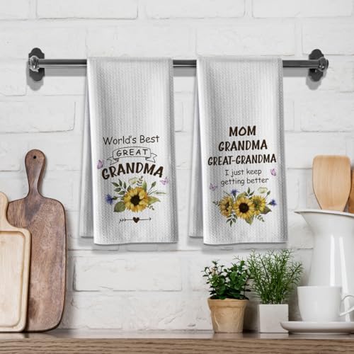 Grandma Funny Kitchen Towels Joked Dishcloth 2 Pack - Microfiber Absorbent Tea Towels for Gifts