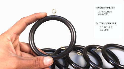 Handmade Wooden Curtain Rings - 1.5 Inch Black Wood Drapery Rings (24 Pack)