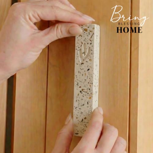 6-Inch Terrazzo Pink Concrete Mezuzah Case with Non-Kosher Scroll