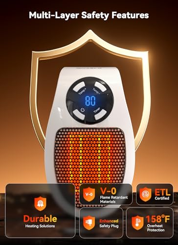 Programmable Plug-In Space Heater with LED Display and Timer
