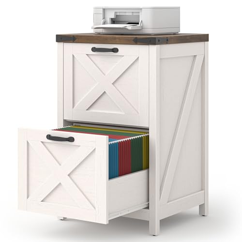 2-Drawer Farmhouse File Cabinet with Wooden Top for Home Office