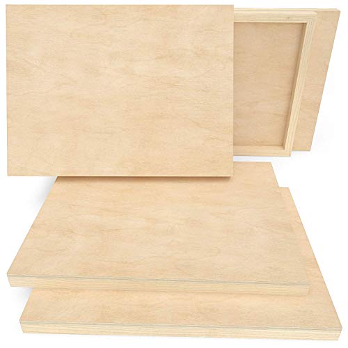 ARTEZA Wooden Canvas Board, 9x12 Inch, Pack of 5 | Cradled Birch Wood Panels for Painting, Acrylic Pouring, Encaustic Art & Wood Burning