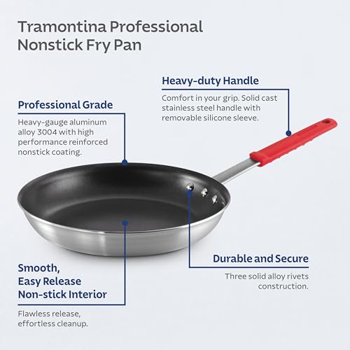 12-Inch Nonstick Frying Pan - Heavy-Gauge Aluminum Skillet with Red Grip