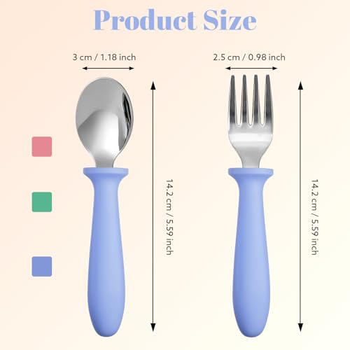6-Piece Stainless Steel Toddler Utensils Set - Kids Fork and Spoon Set