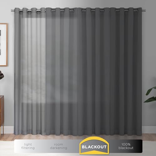 ECLIPSE Andover Solid Tripleweave Thermal Blackout Grommet Curtains for Bedroom (2 Panels), 42 in x 84 in, Beige