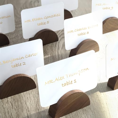 2-Inch Walnut Wood Place Card Holders - Set of 10 for Table Signs & Photos
