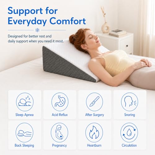 Memory Foam Wedge Pillow for Sleep Apnea & Acid Reflux Relief