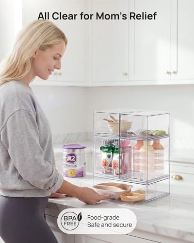 Vtopmart Clear Plastic Stackable Storage Drawers Set of 5 Organizer Bins
