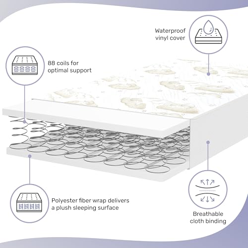 2-in-1 Breathable Spring Coil Crib & Toddler Mattress, Waterproof, 5-Inch
