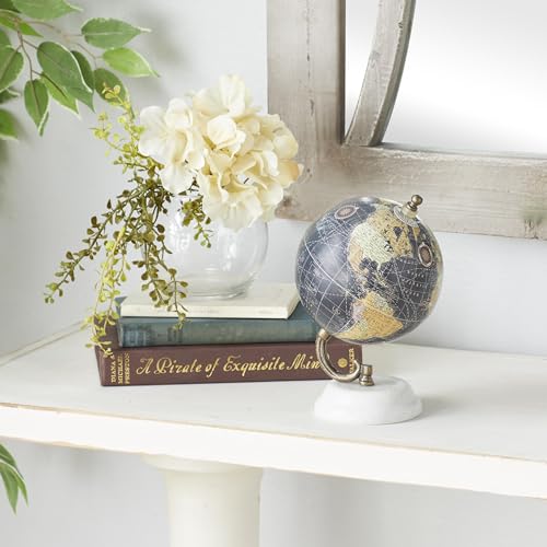 Modern Decorative Globe with Marble Base, 8-Inch Black World Desk Decor