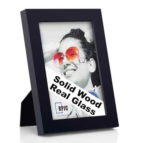5x7 Solid Wood Picture Frame with Real Glass - Black Wall & Tabletop Frame