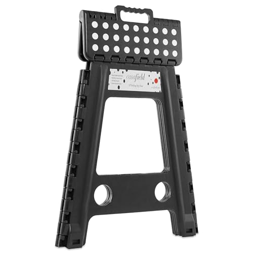 18-Inch Folding Step Stool with Handle - Heavy Duty Portable Plastic Stool