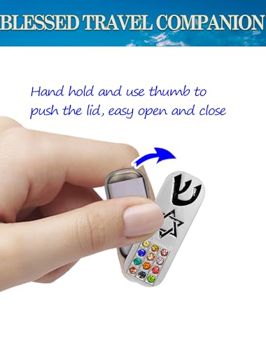 Car Mezuzah with Traveler Prayer Scroll - 2-Inch Metal Case with Hoshen Stones