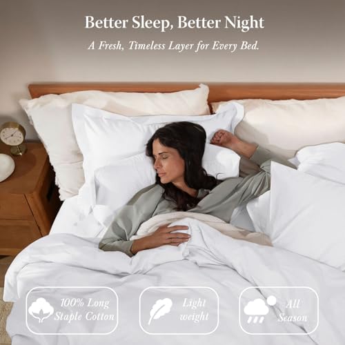 300 Thread Count Cotton King Duvet Cover - White, Breathable & Soft