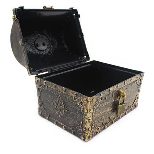 Plastic Treasure Chest for Kids with Lock and Key - Pirate Toy Storage Box