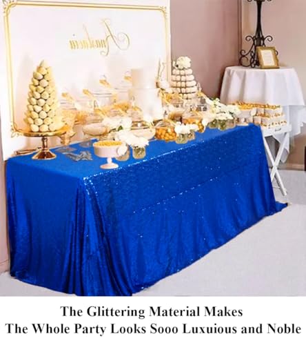 Partisout Royal Blue Sequin Tablecloth 50x80 Inch for Weddings & Events
