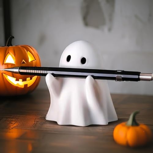 OFDNE Halloween Ghost Pen Holder Figurine – Resin Cute Decor for Spooky Home & Office