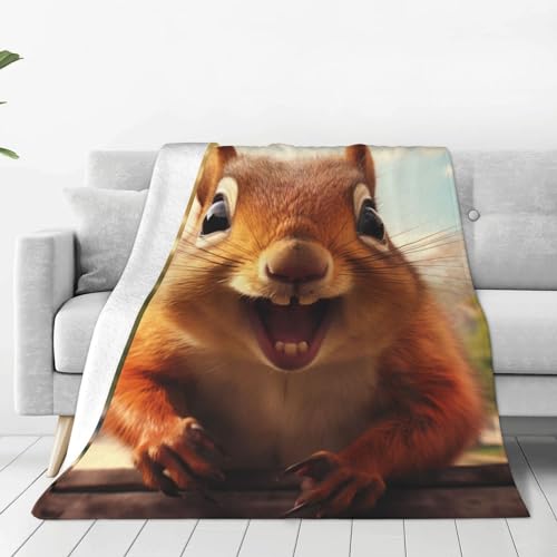 Turamurra Squirrel Throw Blanket 80x60 Ultra Soft Flannel All-Season Cozy Decor