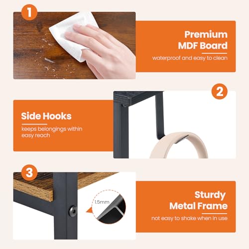 40-Inch Modern Computer Desk with Storage Drawer and Side Hook - Brown