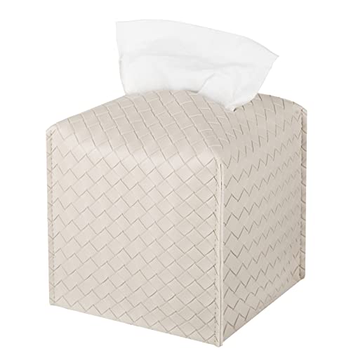 Square PU Leather Tissue Box Cover, Decorative Facial Paper Dispenser