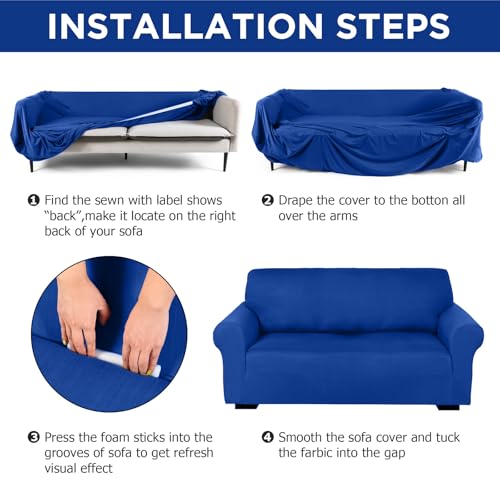 3-Piece Sofa Cover Set in Blue - Stretchable Furniture Protectors