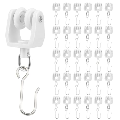60-Piece Heavy Duty Ceiling Curtain Track Roller and S-Hook Set