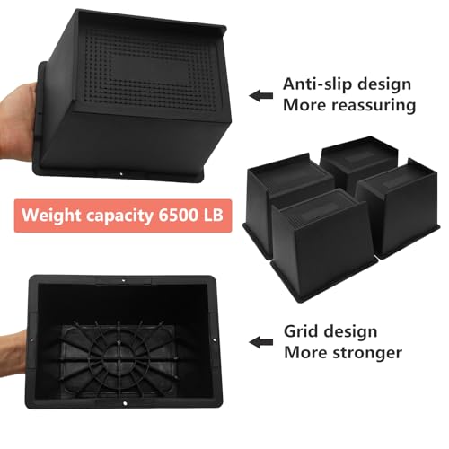 Heavy Duty 6 Inch Bed Risers - Oversized Furniture Lifts (4 Pack)