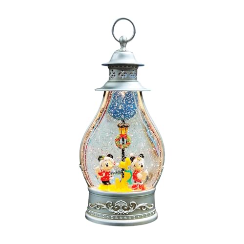 Lighted Christmas Water Spinning Lantern - Glitter Swirl Snow Globe Decor