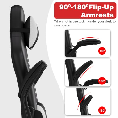 Ergonomic High Back Gaming Office Chair with Lumbar Support and Flip-Up Arms