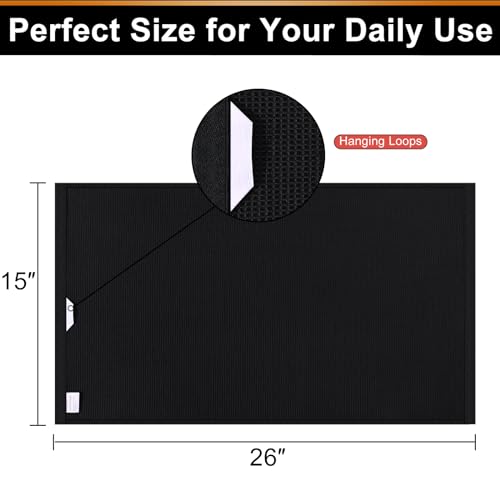 100% Cotton Waffle Weave Kitchen Towels - 4 Pack, Black, 16 x 26 Inches