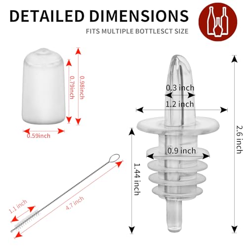 12PCS Clear Plastic Oil Bottle Pourers with Dust Caps - Reusable Spouts