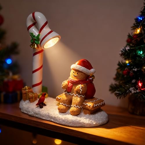 Light-Up Christmas Gingerbread Man Figurine - Resin Holiday Table Decor