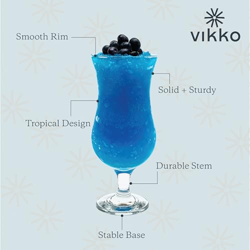 Vikko Hurricane Glasses Set of 4, 13.25 oz Tropical Cocktail & Drinkware