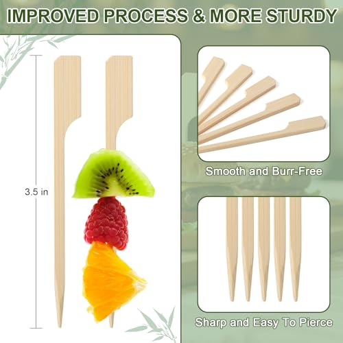 3.5 Inch Bamboo Cocktail Picks 200PCS - Smooth Skewers for Food & Drinks (Vicuna R)